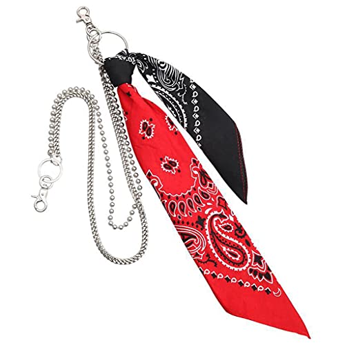 COSSIKA Taillenkette Hip Hop Kontrastfarbenes Biker-Bandana mit Taillen-Geldbörsen-Kette Hosengürtel von COSSIKA