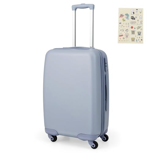 COSTWAY 20” Kinderkoffer, Kindertrolley mit Spinnerrädern & TSA-Schloss, Kindergepäck mit Aufkleber & teleskopischem Handgriff, Handgepäck Reisegepäck Hartschalenkoffer für Jungen & Mädchen (Blau) von COSTWAY