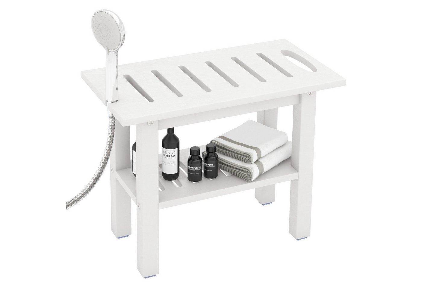 COSTWAY Duschhocker, belastbar bis 150 kg, mit Duschkopfhalter, Ablagefläche von COSTWAY