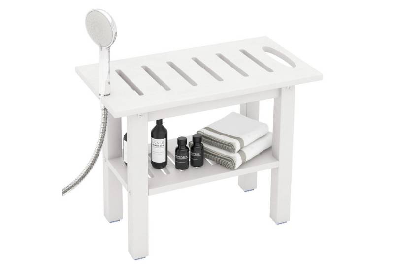 COSTWAY Duschhocker, belastbar bis 150 kg, mit Duschkopfhalter, Ablagefläche von COSTWAY