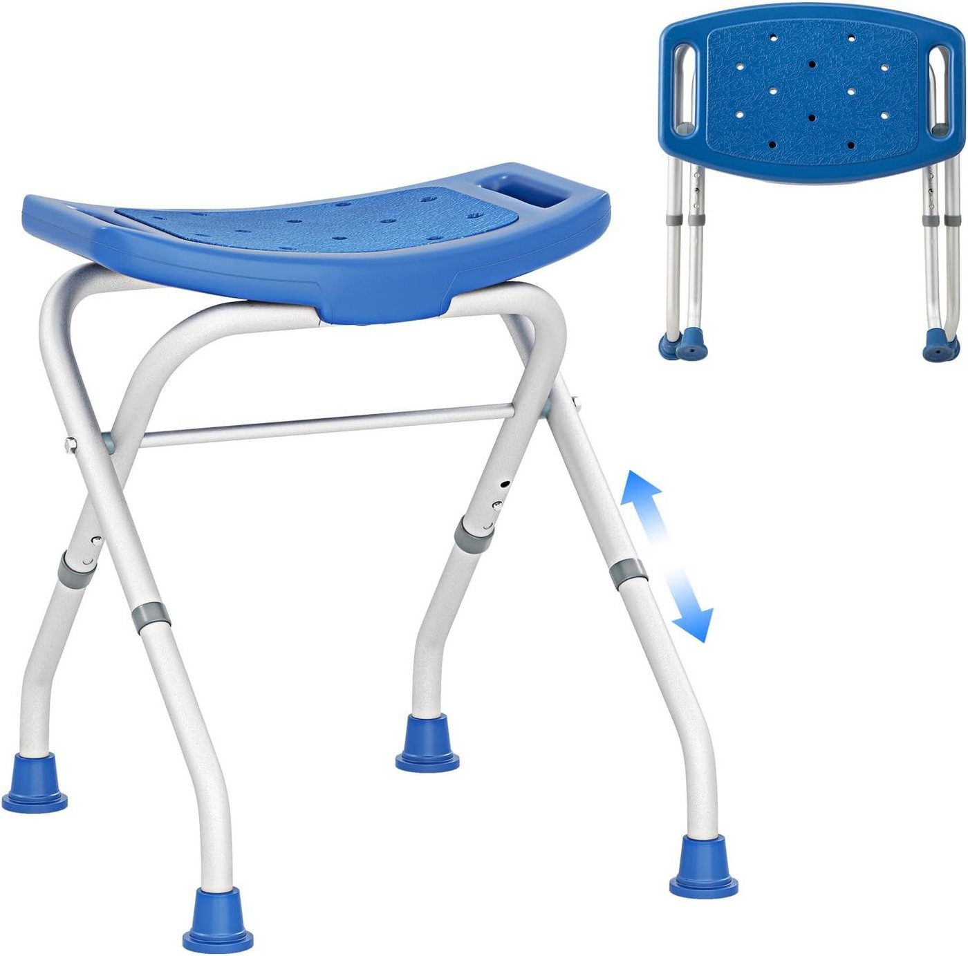 COSTWAY Duschstuhl Alu bis 150 kg, Duschhocker höhenverstellbar & klappbar von COSTWAY