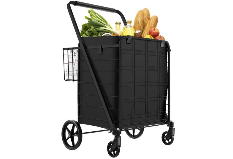 COSTWAY Einkaufstrolley, mit abnehmbarer Tasche, 2 Körben, bis 150kg kalppbar von COSTWAY