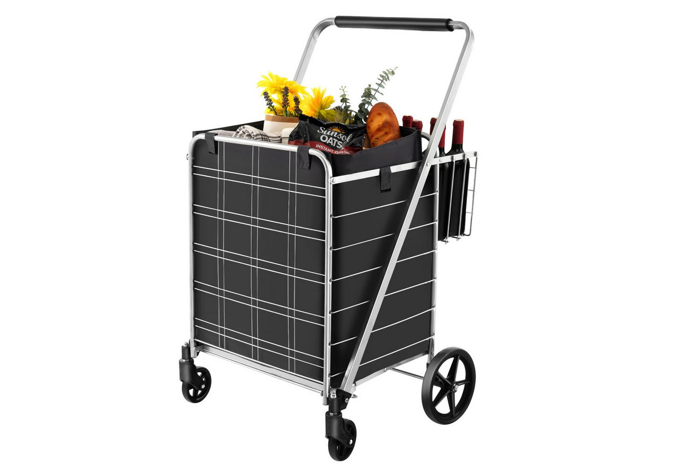 COSTWAY Einkaufstrolley, mit abnehmbarer Tasche, 2 Körben, bis 150kg kalppbar von COSTWAY