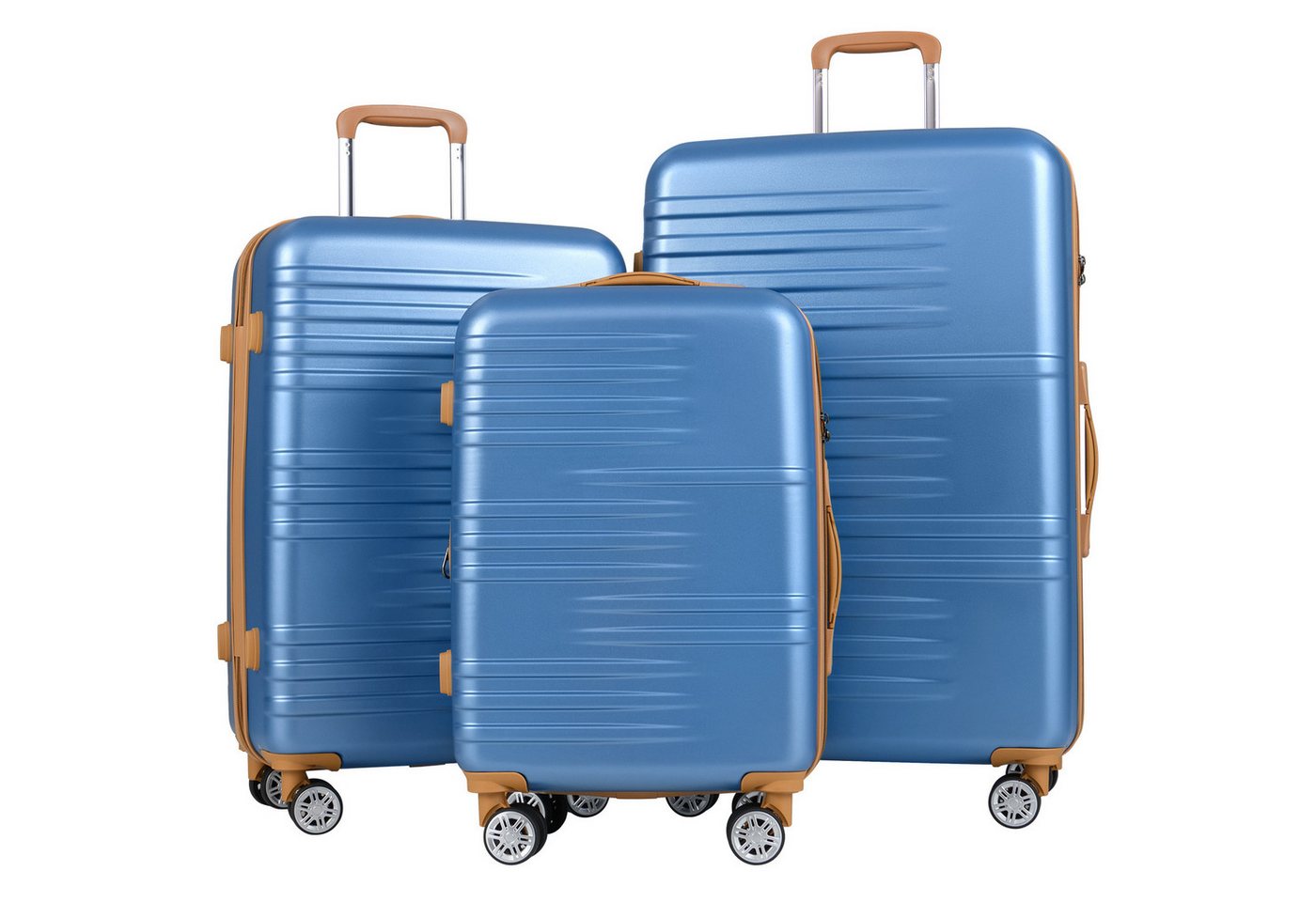 COSTWAY Hartschalen-Trolley, 4 Rollen, 3-teiliges Kofferset mit TSA-Schloss von COSTWAY