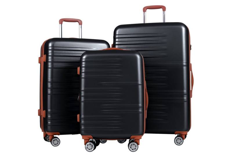 COSTWAY Hartschalen-Trolley, 4 Rollen, 3-teiliges Kofferset mit TSA-Schloss von COSTWAY
