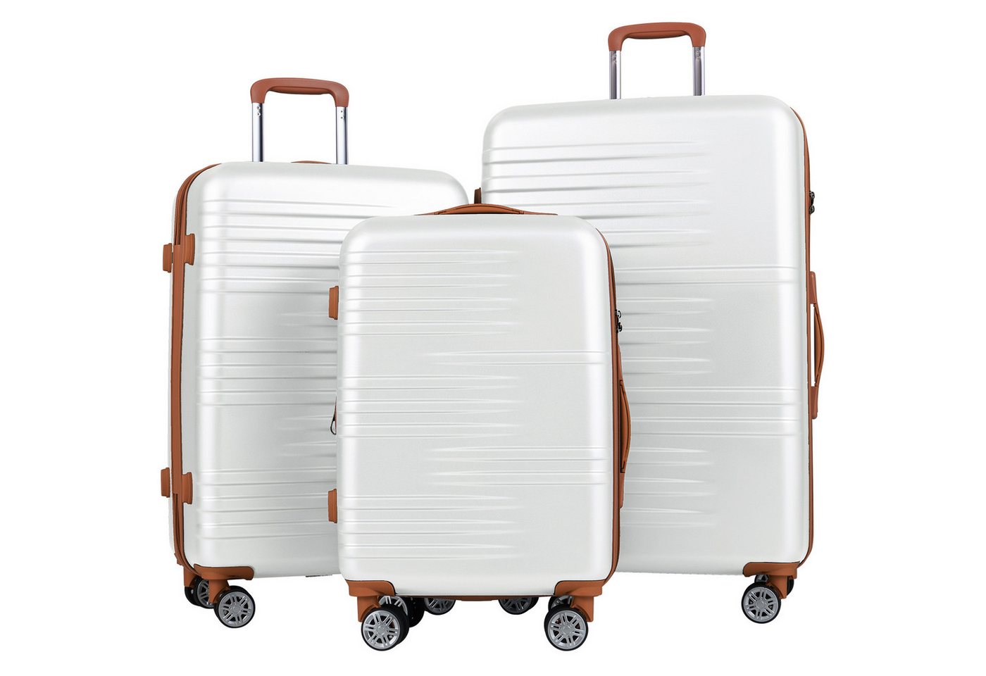 COSTWAY Hartschalen-Trolley, 4 Rollen, 3-teiliges Kofferset mit TSA-Schloss von COSTWAY