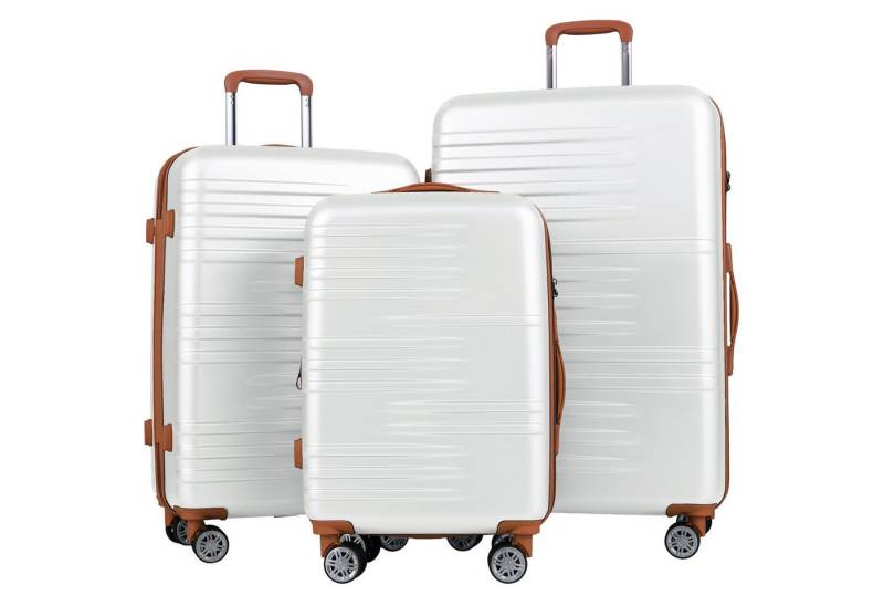 COSTWAY Hartschalen-Trolley, 4 Rollen, 3-teiliges Kofferset mit TSA-Schloss von COSTWAY