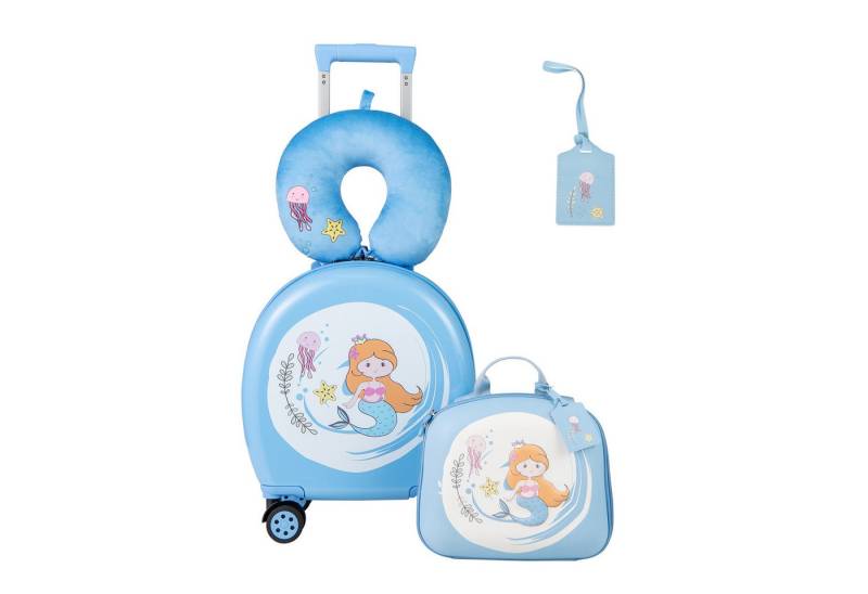 COSTWAY Kinderkoffer, 4 Rollen, 4 TLG. 14”+10” 35L Kindertrolley, Handgepäck von COSTWAY