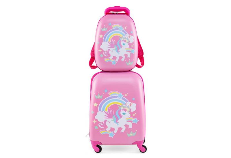 COSTWAY Kinderkoffer 12"+16" Kindertrolley mit Rucksack von COSTWAY