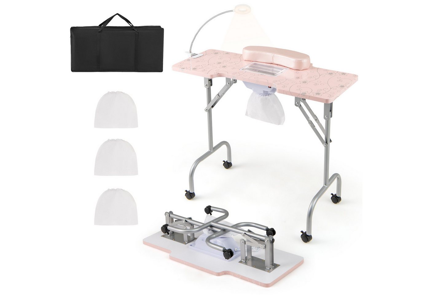 COSTWAY Maniküre-Pediküre-Set, Maniküretisch klappbar mit LED von COSTWAY