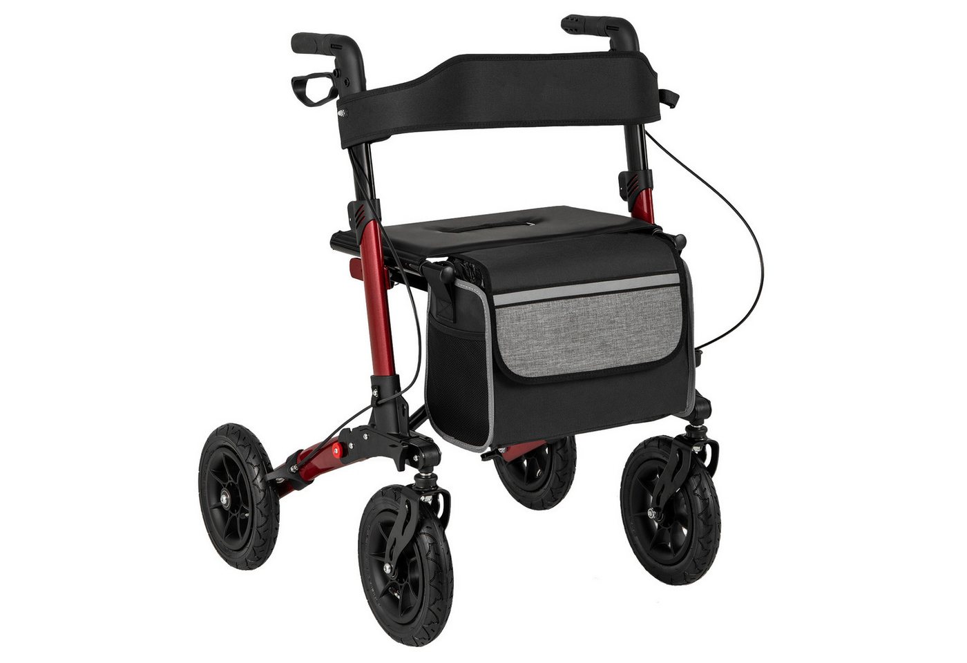 COSTWAY Rollator, Gehhilfe mit Luftbereifung, Aluminium, bis 140 kg von COSTWAY
