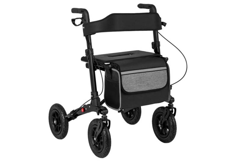 COSTWAY Rollator, Gehhilfe mit Luftbereifung, Aluminium, bis 140 kg von COSTWAY