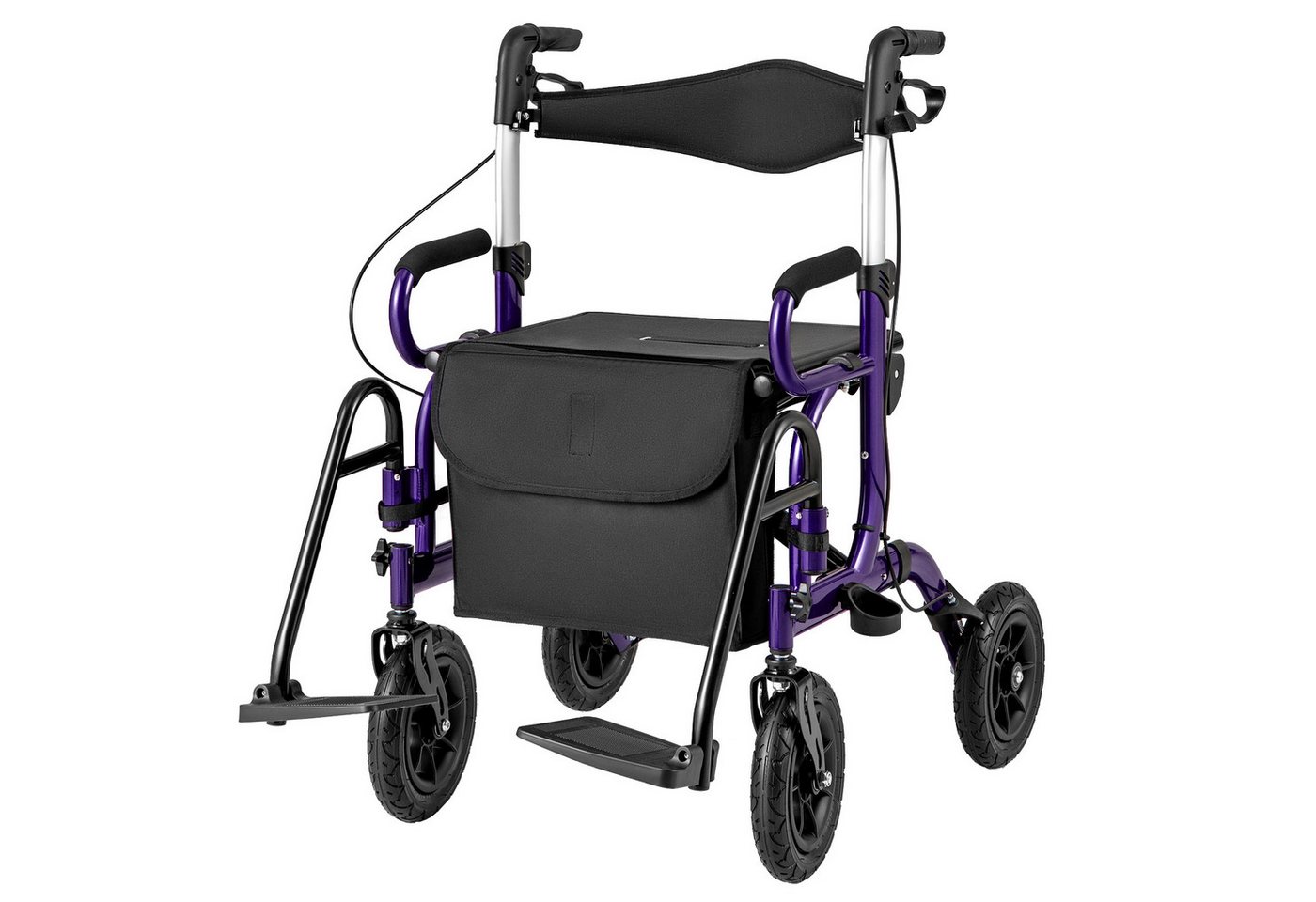 COSTWAY Rollator, mit Luftbereifung & faltbar, Aluminium, bis 140 kg von COSTWAY