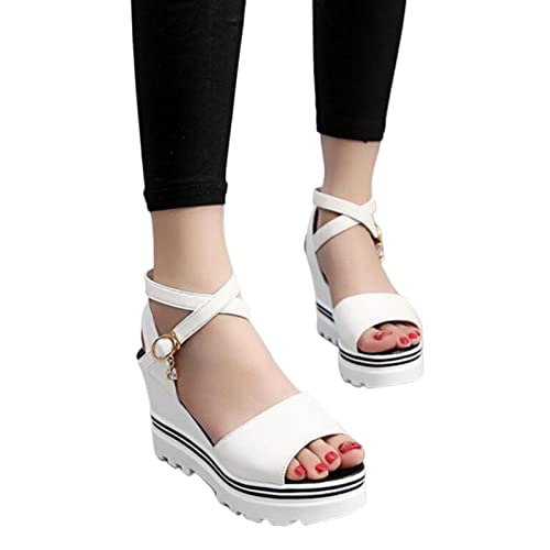 COTCLO Sommersandalen Sommer High Heels Frauen Sandalen Casual Damen Schuhe Plateau Keilabsatz Sandalen Peep Toe Damen Schuhe - Weiß, 37 COTCLO Sommersandalen Sommer High Heels Frauen Sandalen Casual Damen Schuhe Plateau Keilabsatz Sandalen Peep Toe Damen Schuhe - Weiß, 37 von COTCLO