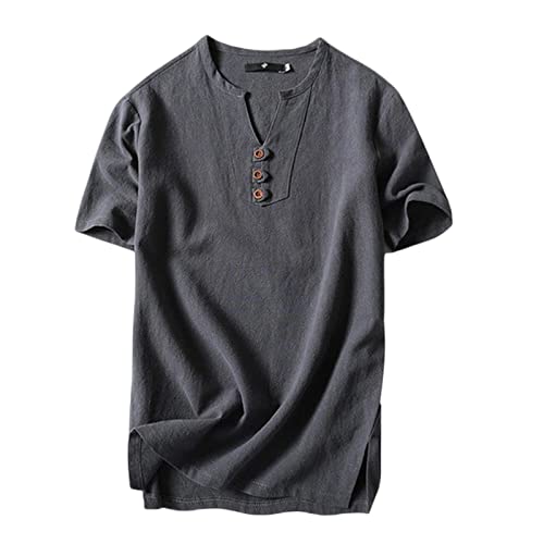 COTCLO T-Shirts Herren Herren T-Shirts Übergröße 5XL 6XL 8XL 9XL Groß Übergroßes T-Shirt Leinen Kurzarm T-Shirt Herren Sommer Männer Grau, Brust 120 cm Xxl von COTCLO