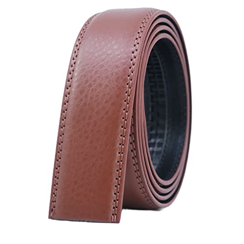 COTIDI Herren-Ledergürtel mit Ratsche ohne Löcher, 35 mm breit, ohne Schnalle, Cognac C20, 120 von COTIDI