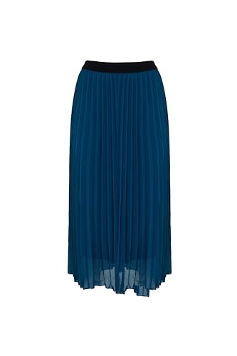 COTIDI Faltenrock, lang, mittellang, für Damen, elastischer Bund, hergestellt in Italien, blau (bleu Canard) von COTIDI