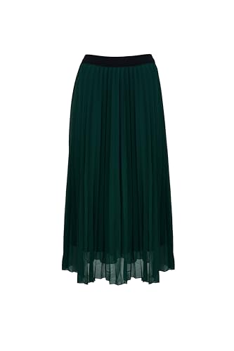 COTIDI Faltenrock, lang, mittellang, für Damen, elastischer Bund, hergestellt in Italien, dunkelgrün von COTIDI