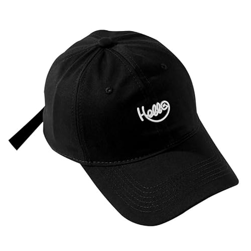 COTIDI Herren-Kappe, 100% Baumwolle, Baseballkappe, verstellbar, Hello, Schwarz, One Size von COTIDI