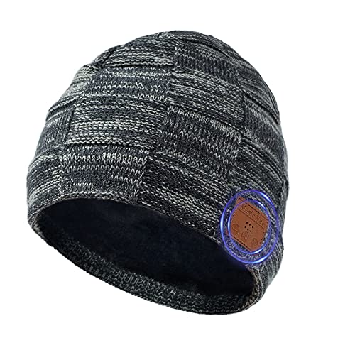 COTOP Bluetooth Mütze Herren, Warme Strickmütze mit Kopfhörer, Geschenk für Männer Weihnachten, Wiederaufladbar Winter Fleece Beanie, Papa, Jungs, Teenager von COTOP
