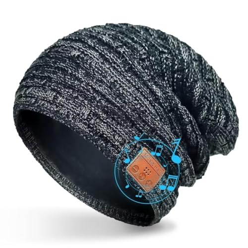 COTOP Mütze Bluetooth Herren, Winter Beanie mit Kopfhörer, Warme Fleece Strickmütze für Ski, Laufen, HD-Musik Hut, Geschenk Männer Damen in Weihnachten (Schwarz) von COTOP