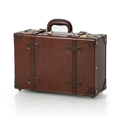 COTRUNKAGE Carry On Luggage Niedlich PU Schminkkoffer Kosmetikkoffer Hartschale Übernachtung Vintage Handgepäck Koffer Cabin Bag für Damen und Herren mit Riemen, Karamellfarben, 18" von COTRUNKAGE