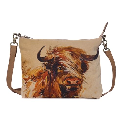 COTT N CURLS Bull – Handgelenktaschen für Damen, Crossbody-Sling-Taschen für Damen, Baumwoll-Leinen-Geldbörsen, 100 % Baumwoll-Leinen, Cremeweiß von COTT N CURLS