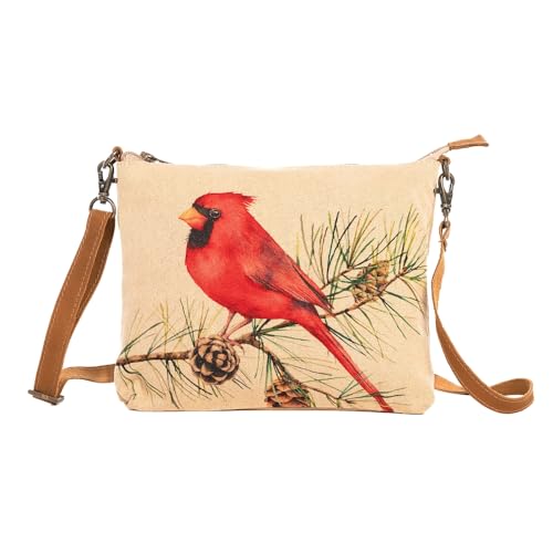 COTT N CURLS Cardinal Pine – Handgelenk-Geldbörsen für Damen, Crossbody-Taschen, Tragetasche, kleine Umhängetasche, Baumwoll-Canvas, Cremeweiß von COTT N CURLS