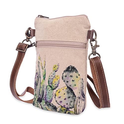 COTT N CURLS Kaktus – Handgelenk-Geldbörse für Damen, Crossbody-Tasche, Büchertasche, Tragetasche, Handygeldbörse, kleine Tasche, Cremeweiß von COTT N CURLS