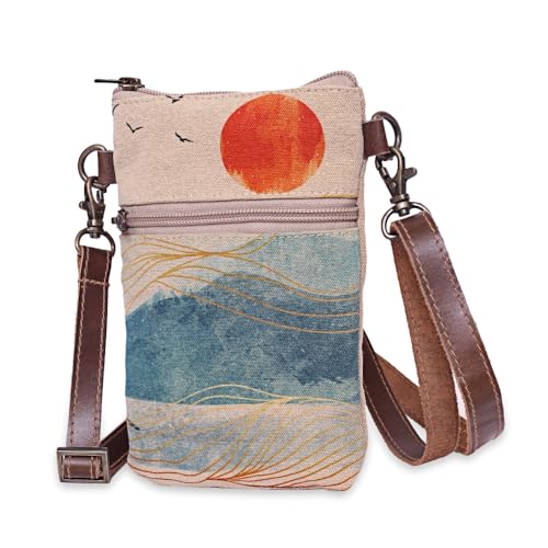 COTT N CURLS Scenic – Handgelenk-Geldbörse für Damen, Umhängetasche, Tragetasche, Handytasche, Crossbody-Schlinge, kleine Tasche, Cremeweiß von COTT N CURLS