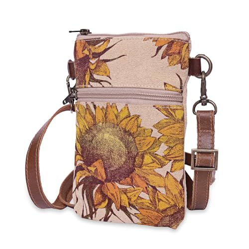 COTT N CURLS Sonnenblume – Handgelenk-Geldbörsen für Damen, Crossbody-Taschen, große Tragetaschen, Büchertasche, Handy-Geldbörse, Sonnenblume von COTT N CURLS