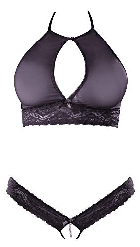 Cottelli LINGERIE Damen Bra and G-string 2213648111 BH und String, Schwarz, M EU von Cottelli Collection