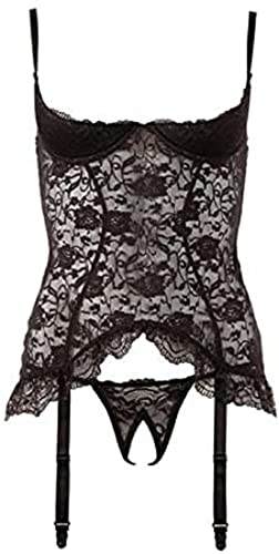 Strapskleid aus Spitze mit Tanga - schwarz von Cottelli Collection