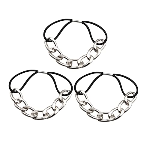 Haargummi Damen, Stylisch Haargummis als Armband, Elastische Haargummis mit Kette, Haarschmuck, Einfache Haarbänder Haar Seile für Damen und Mädchen (3 Stück Silber) von COTTNY