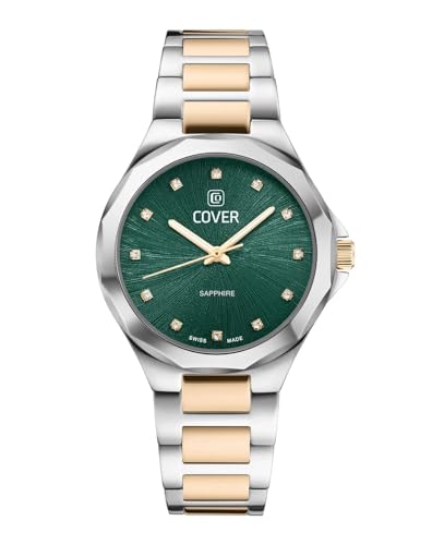 COVER CO221.05 Cardea Crystal Green Bicolor Damenuhr mit Edelstahlband Saphirglas 5 ATM von COVER