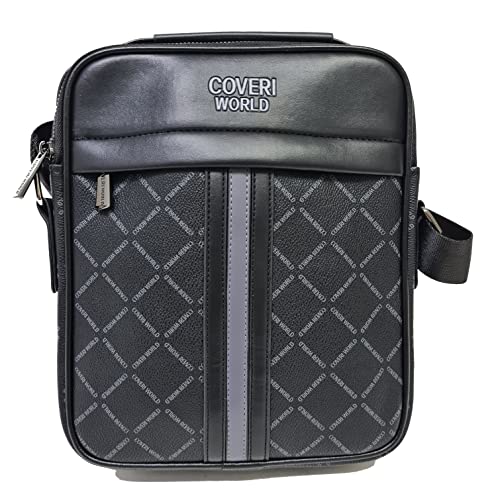 COVERI COLLECTION Tasche Verstellbarer Schultergurt Aus Kunstleder Benutzerdefinierte Vertikale Multitaschen Große Große Große Vintage Umhängetasche Reißverschluss Art. 1939 Größe 26 X 21 X 5, Schwarz von COVERI COLLECTION