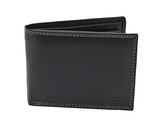 Coveri Herren-Geldbörse aus echtem Leder, mit Kartenhalter und Geschenkbox, Schwarz, Klassisch von COVERI WORLD