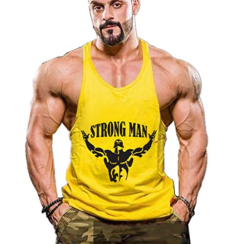 COWBI Herren Fitness Muskel Gym Drucken Weste Bodybuilding Lift Stringer Tank Top von COWBI