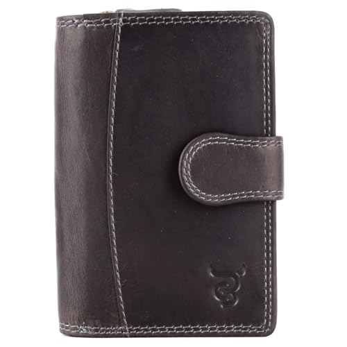COWBURRY Damen Geldbörse Echtes Leder | Hochwertige Vintage Geldbörse mit Reißverschluss | Weiches Material und XXL-Größe | Geldbörsen | Portfolio | Cow Burry CB-30 Grey von COWBURRY