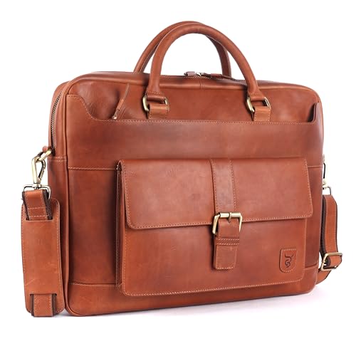 COWBURRY Damen Laptop Tasche Echtes Leder CB-LAP-1008 Brown von COWBURRY