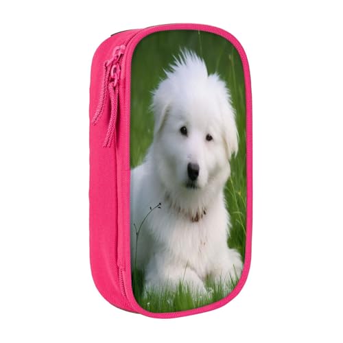 COWMMWOC Bichon On The Grass Großes Federmäppchen, großes Fassungsvermögen, multifunktionale Aufbewahrungstasche, strapazierfähiges Polyester-Oxford-Gewebe mit Doppelreißverschluss, 21 x 10,5 x 5 cm von COWMMWOC