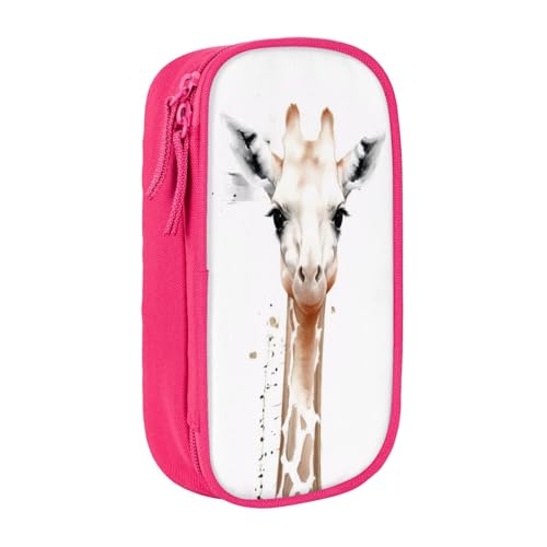 COWMMWOC Clever Giraffe großes Federmäppchen, großes Fassungsvermögen, multifunktionale Aufbewahrungstasche, strapazierfähiges Polyester-Oxford-Gewebe mit Doppelreißverschluss, 21 x 10,5 x 5 cm, 3D von COWMMWOC