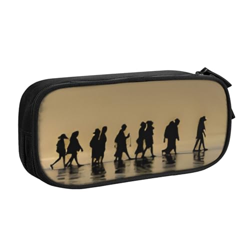 COWMMWOC Federmäppchen mit niedlichem Design für Studenten, Mädchen, Jungen, großes Fassungsvermögen, Federmäppchen mit Fächern, Doppelreißverschluss, Schreibwaren-Aufbewahrungs-Organizer (Schwarz, von COWMMWOC