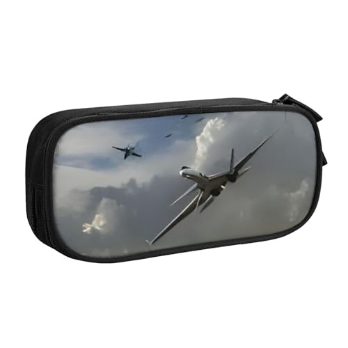 COWMMWOC Federmäppchen mit niedlichem Design für Studenten, Mädchen, Jungen, großes Fassungsvermögen, Federmäppchen mit Fächern, Doppelreißverschluss, Schreibwaren-Aufbewahrungs-Organizer (Schwarz, von COWMMWOC