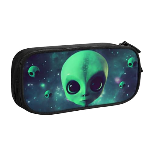 COWMMWOC Federmäppchen mit niedlichem Design für Studenten, Mädchen, Jungen, großes Fassungsvermögen, Federmäppchen mit Fächern, Doppelreißverschluss, Schreibwaren-Aufbewahrungs-Organizer (Schwarz, von COWMMWOC