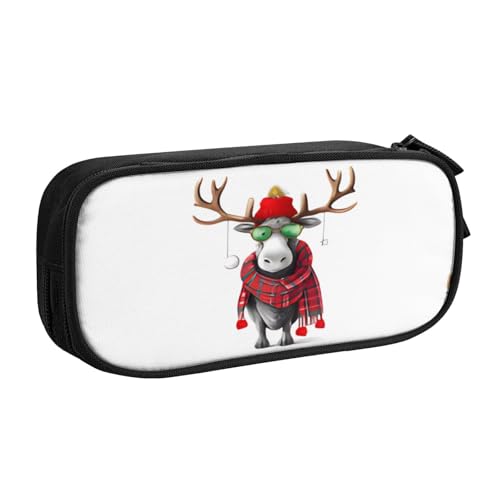 COWMMWOC Federmäppchen mit niedlichem Design für Studenten, Mädchen, Jungen, großes Fassungsvermögen, Federmäppchen mit Fächern, Doppelreißverschluss, Schreibwaren-Aufbewahrungs-Organizer (Schwarz, von COWMMWOC