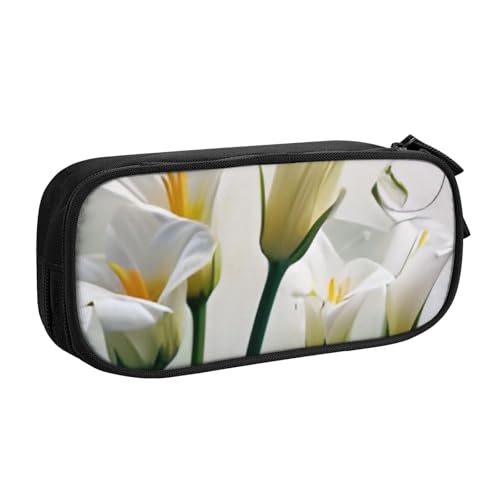 COWMMWOC Federmäppchen mit niedlichem Design für Studenten, Mädchen, Jungen, großes Fassungsvermögen, Federmäppchen mit Fächern, Doppelreißverschluss, Schreibwaren-Aufbewahrungs-Organizer (Schwarz, von COWMMWOC