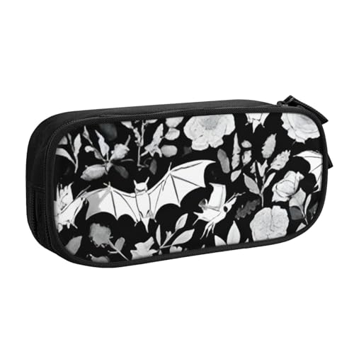 COWMMWOC Federmäppchen mit niedlichem Design für Studenten, Mädchen, Jungen, großes Fassungsvermögen, Federmäppchen mit Fächern, Doppelreißverschluss, Schreibwaren-Aufbewahrungs-Organizer (Schwarz, von COWMMWOC