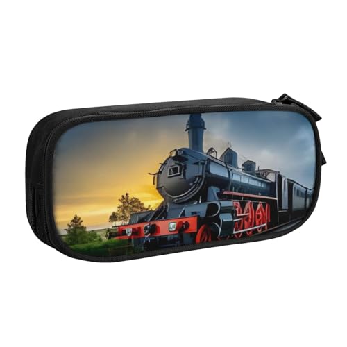 COWMMWOC Federmäppchen mit niedlichem Design für Studenten, Mädchen, Jungen, großes Fassungsvermögen, Federmäppchen mit Fächern, Doppelreißverschluss, Schreibwaren-Aufbewahrungs-Organizer (Schwarz, von COWMMWOC