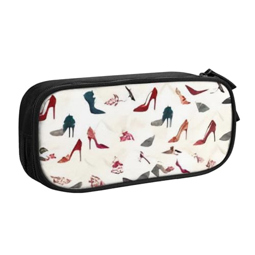 COWMMWOC Federmäppchen mit niedlichem Design für Studenten, Mädchen, Jungen, großes Fassungsvermögen, Federmäppchen mit Fächern, Doppelreißverschluss, Schreibwaren-Aufbewahrungs-Organizer (Schwarz, von COWMMWOC